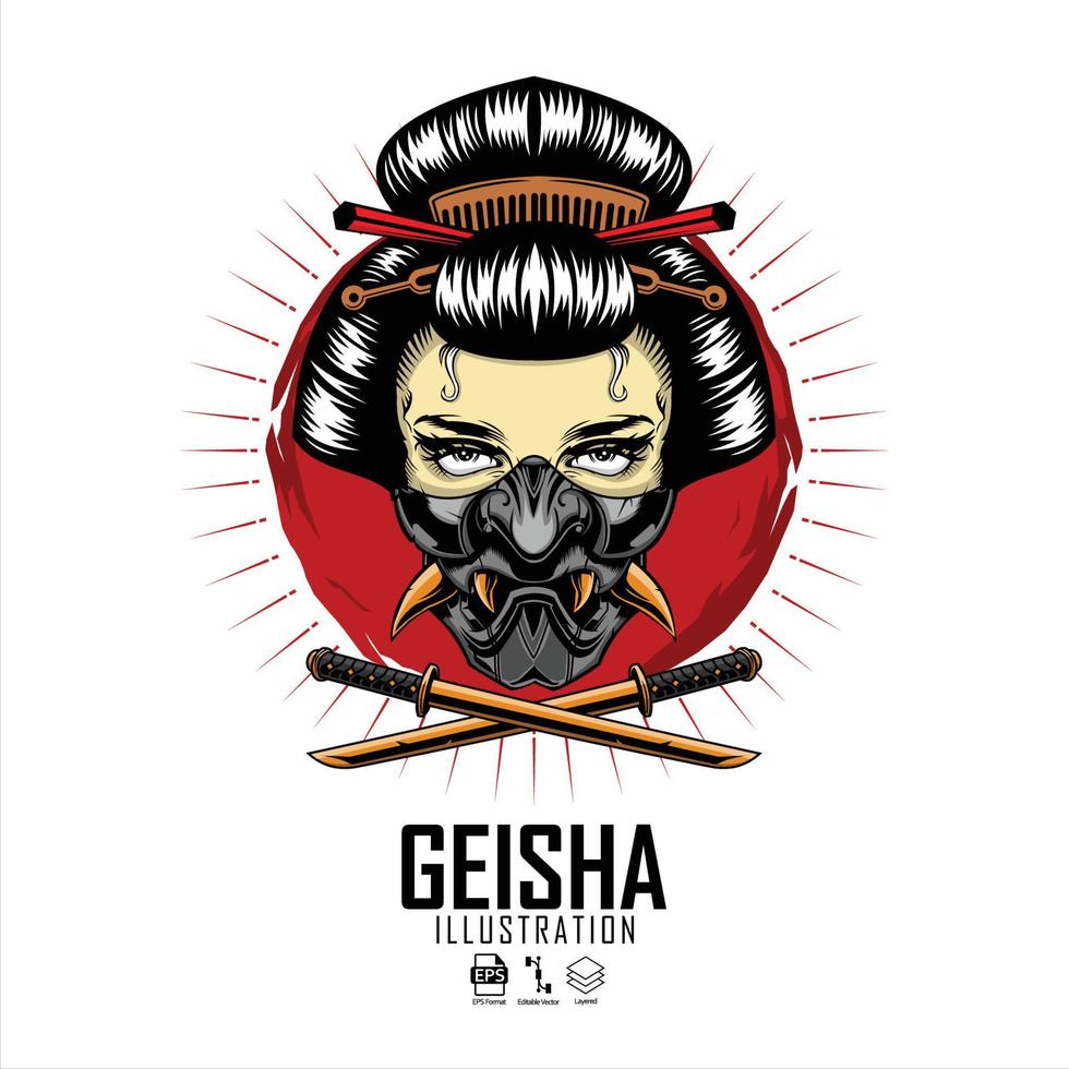 geisha illustration 1 med vit bakgrund.eps vektor