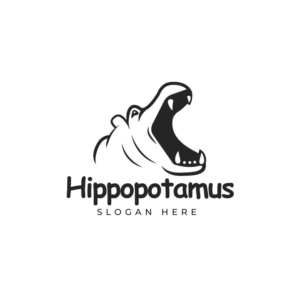 Hippo Silhouette offenen Mund Symbol Design Logo, Tattoo-Design, Symbol, Nilpferd-Vektor-Illustration vektor