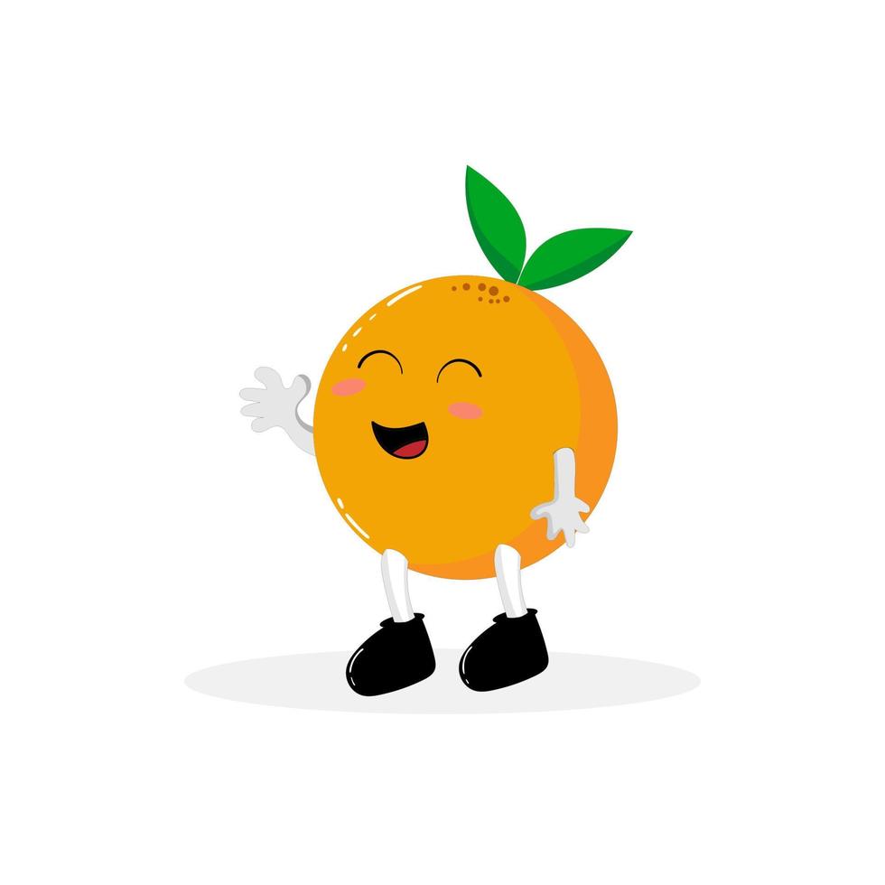 söt kawaii leende glad orange säg hej. isolerad på vit bakgrund. vektor