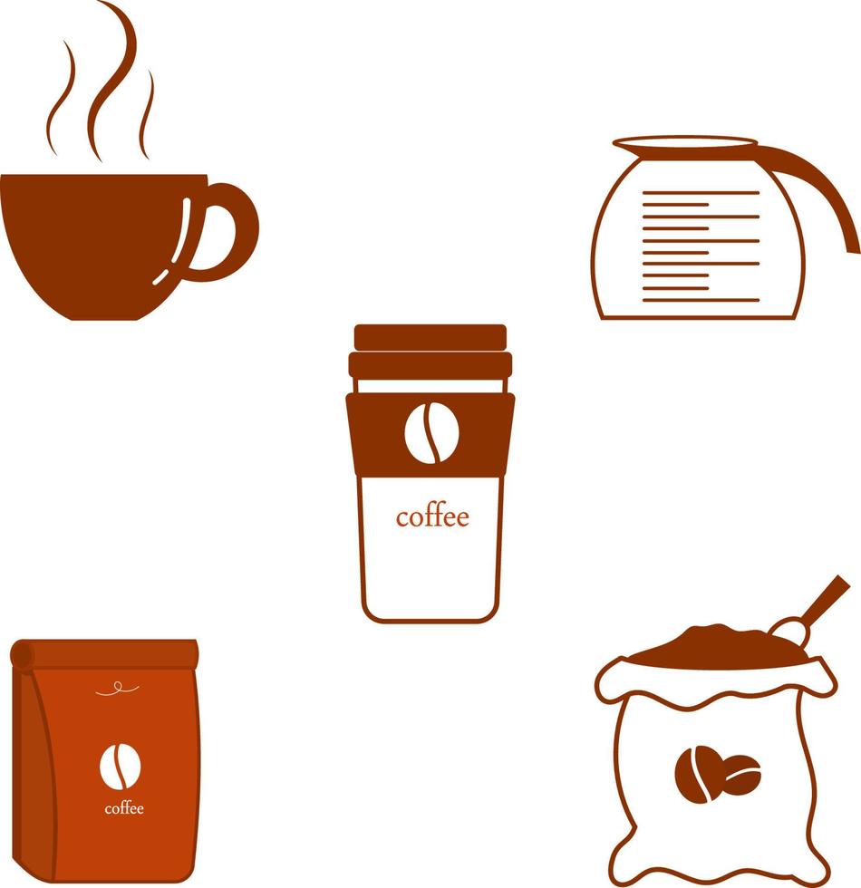 Vektor-Kaffee-Icon-Set flache Illustration vektor