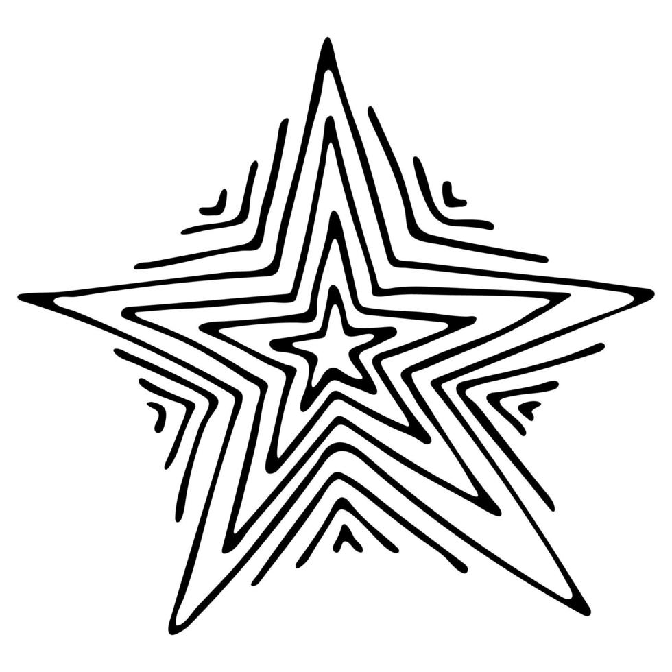 Vektor handgezeichneter Stern. niedliche gekritzelsternillustration lokalisiert auf weißem hintergrund.