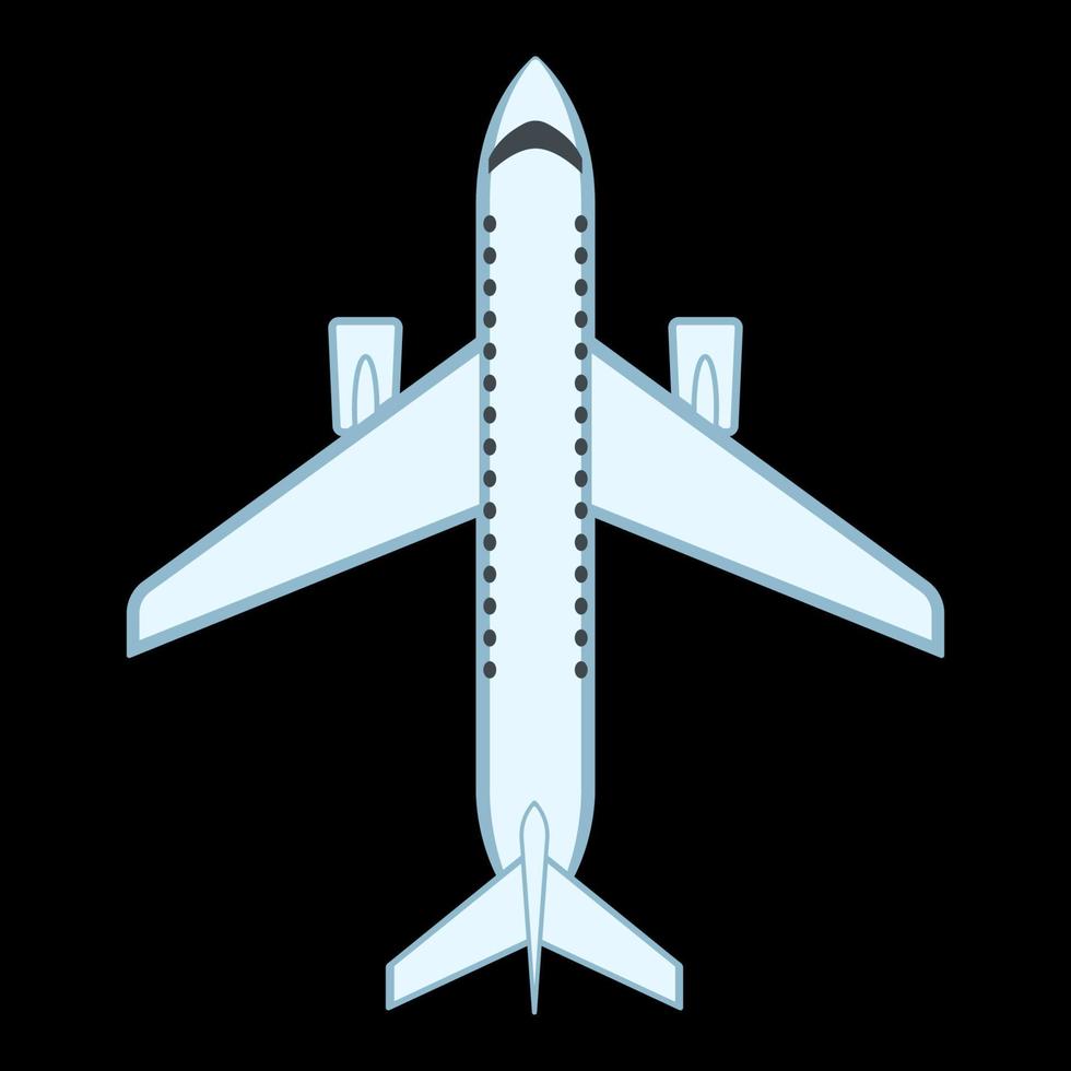 flache karikatur der draufsicht des flugzeugs lokalisiert vektor
