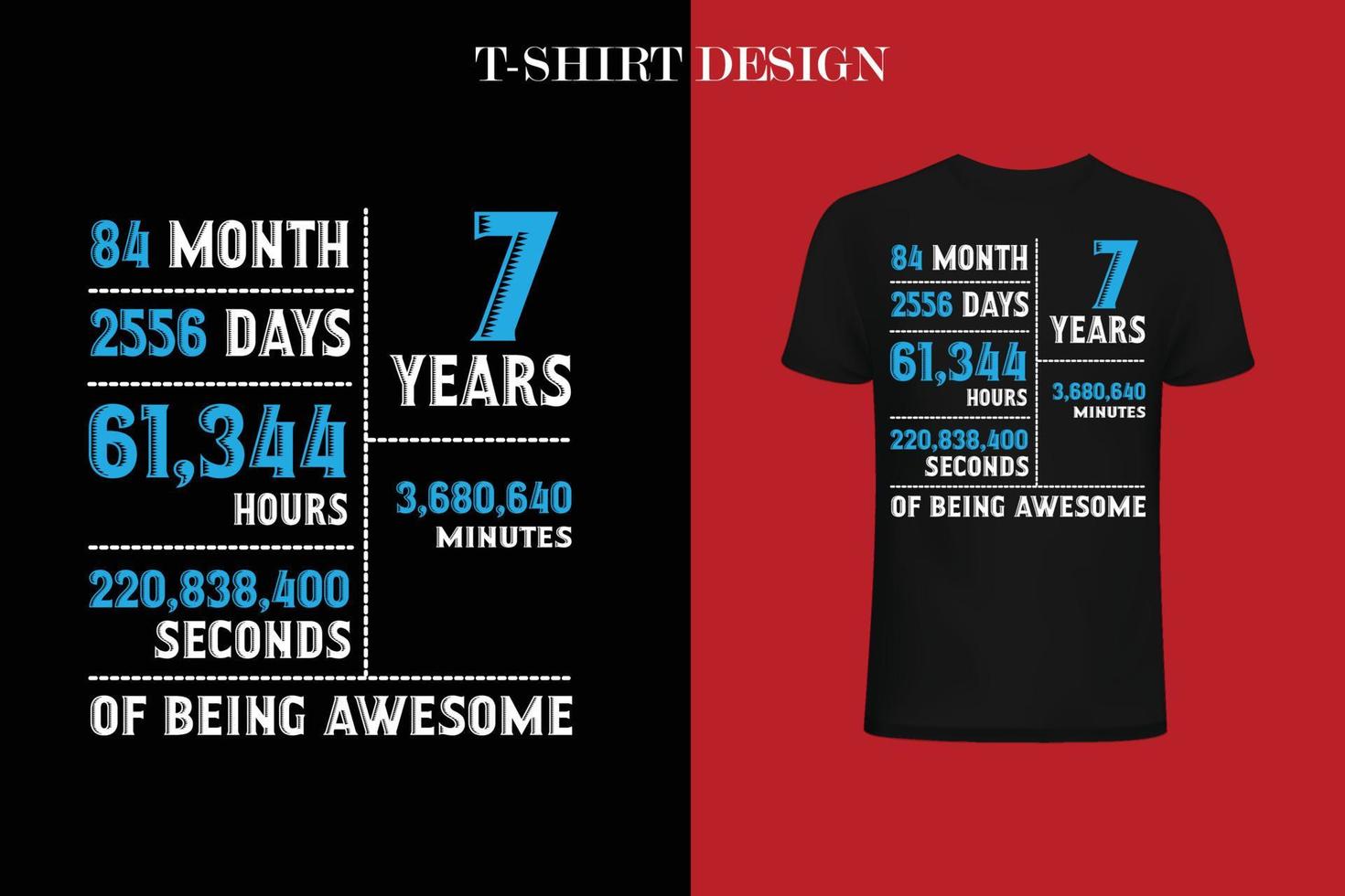 7 Jahre Geburtstag T-Shirt-Design vektor