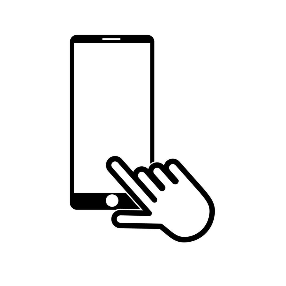 Hand-Touchscreen-Smartphone-Symbol. Klicken Sie auf das Smartphone. Vektorsymbol vektor