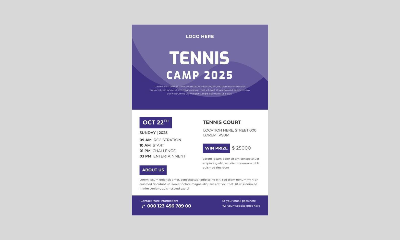 gesetzter Vektor des Tennisplakats. Design für Sportbar-Werbeflyer, Designvorlage für Tennisturnier-Flyer, Set-Vektor für Tennisplakate.