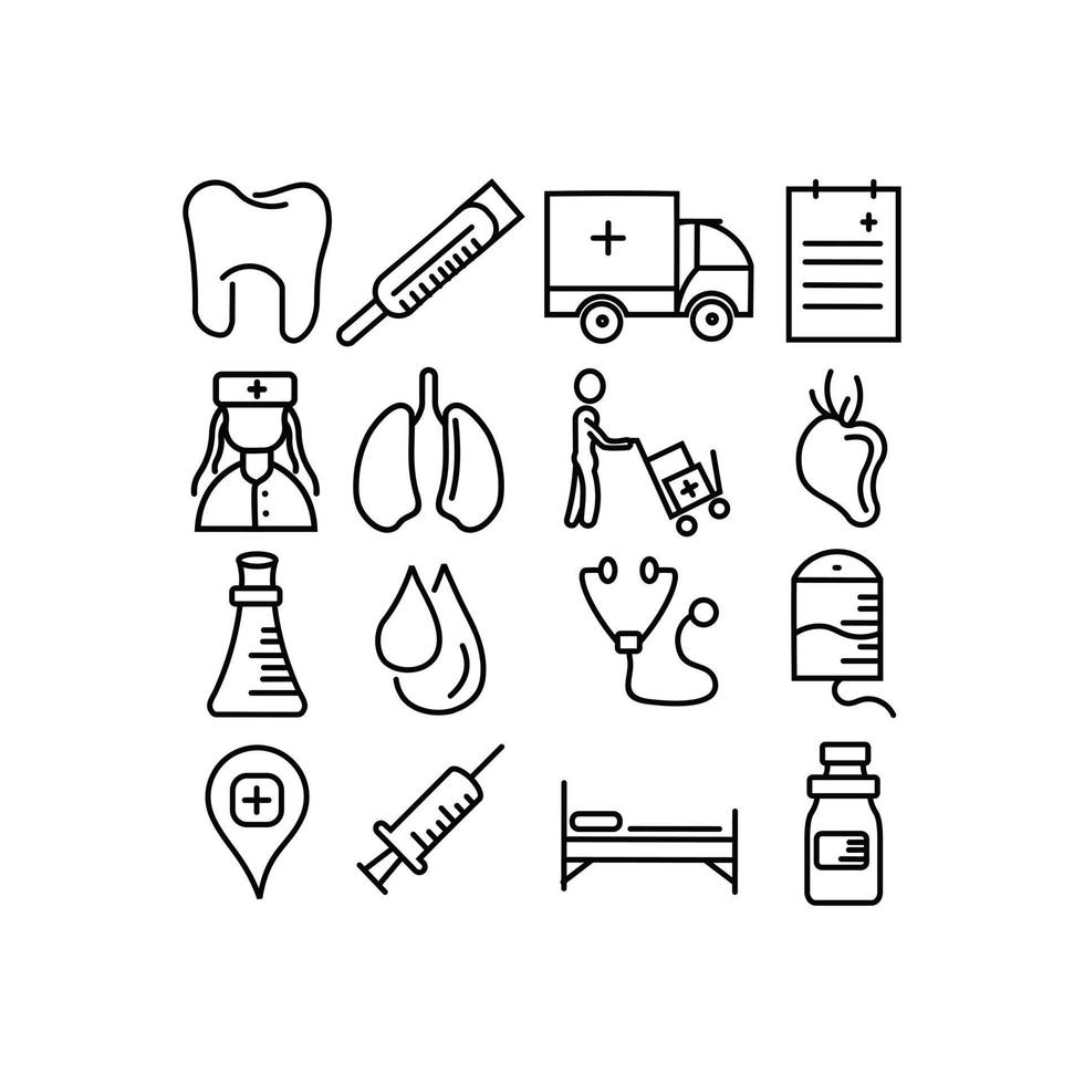 medicinska ikoner som kontur, medicinska ikoner vektor, medicinska ikoner, medicinska ikoner vektor. vektor