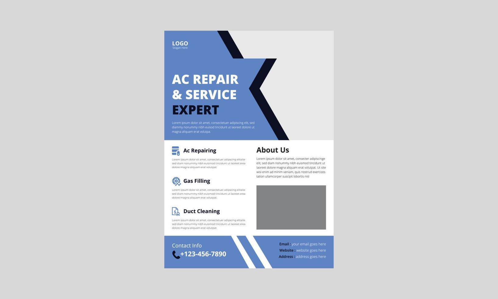 mall för flygblad för luftkonditionering reparation service. AC reparation service flyer affisch broschyr design. omslag, a4-storlek, flygblad, broschyrdesign, affisch, tryckfärdigt vektor