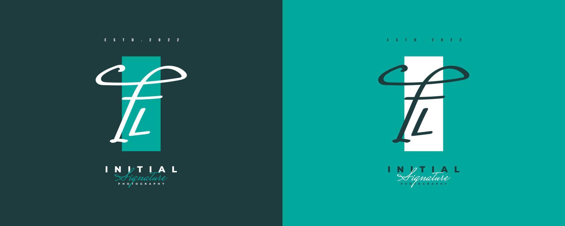 initial f och l logotypdesign med elegant och minimalistisk handstil. fl signaturlogotyp eller symbol för bröllop, mode, smycken, boutique och affärsidentitet vektor