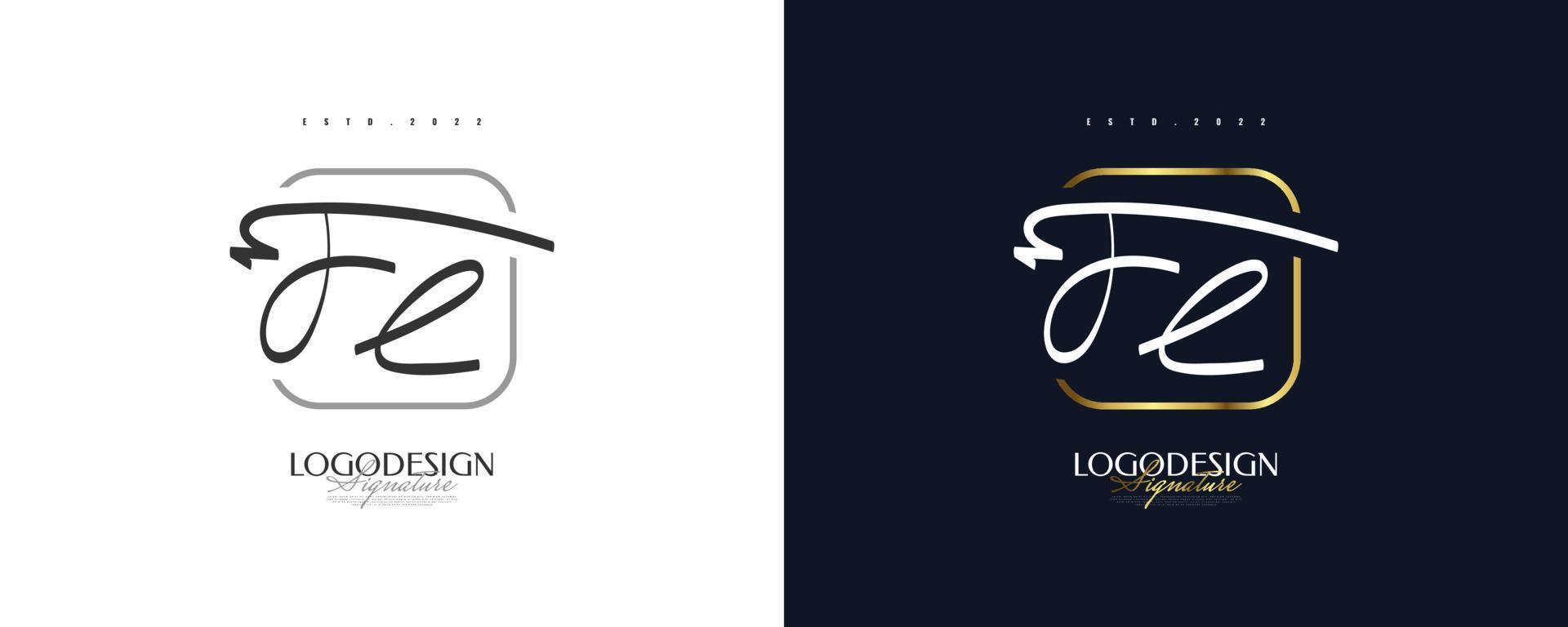 initial f och l logotypdesign med elegant och minimalistisk handstil. fl signaturlogotyp eller symbol för bröllop, mode, smycken, boutique och affärsidentitet vektor
