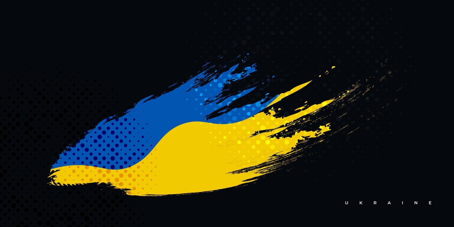 ukraine-flagge mit pinselkonzept. Flagge der Ukraine im Grunge-Stil. bete für die Ukraine. handbemalte pinselflagge des ukrainischen landes vektor