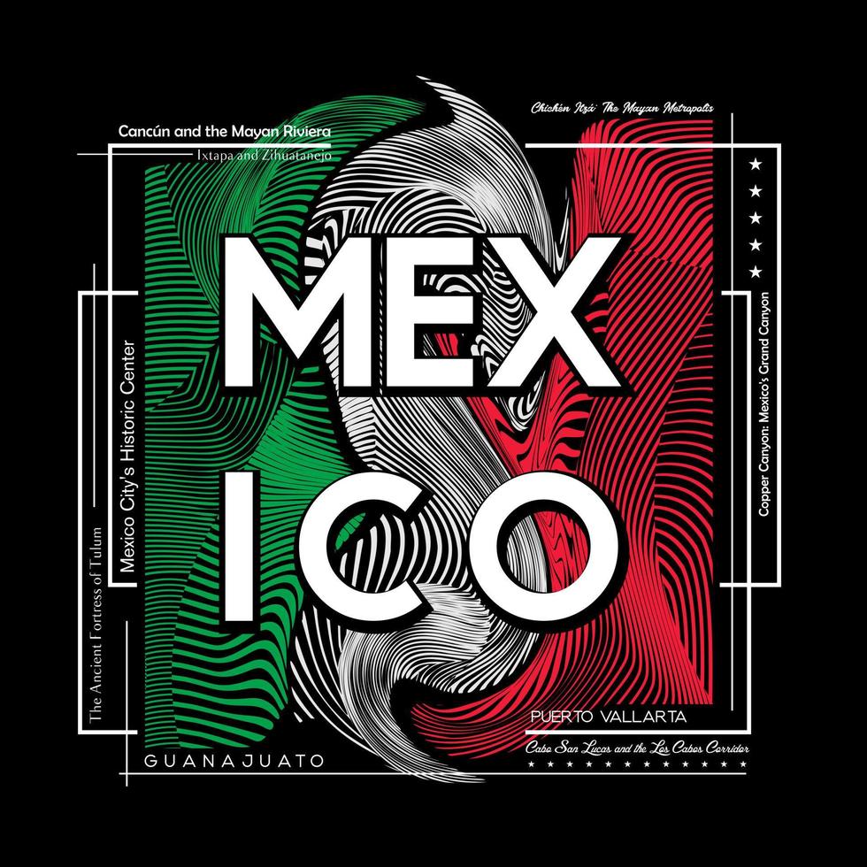 mexikanisches t-shirt und plakatgrafikdesign im abstrakten stil. Vektor-Illustration vektor