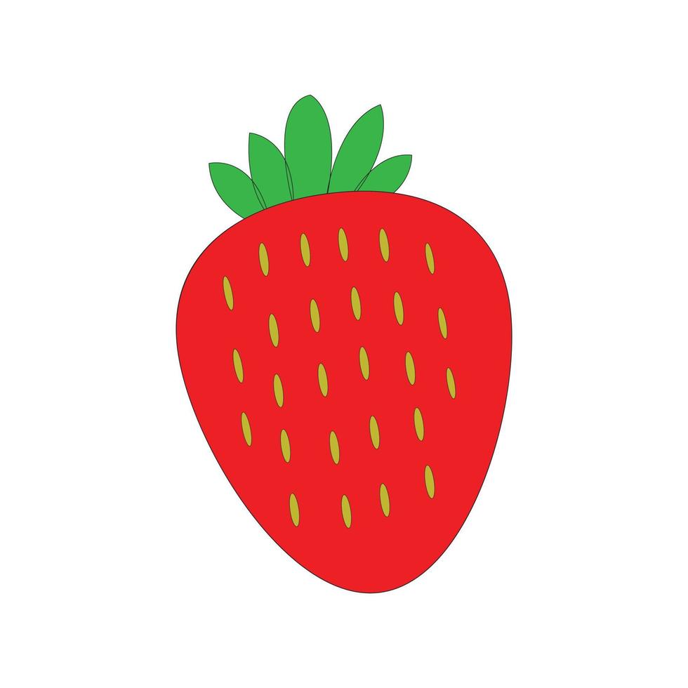 Erdbeerrot, weißer Hintergrund. Vektorgrafik. vegetarische Café-Drucke, Poster, Karten. natürliches Bio-Dessert, süße, frische Beeren vektor