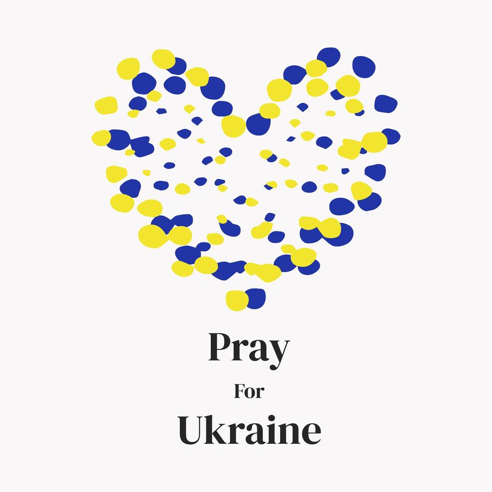 bete für die Ukraine. ein Herzsymbol mit den Farben der ukrainischen Flagge. das konzept der krise in der ukraine. Vektor. vektor