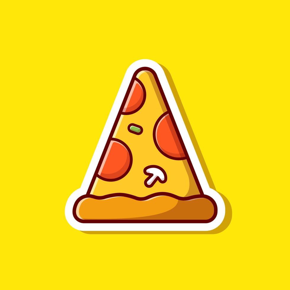 Pizza-Vektor-Symbol-Illustration in Scheiben schneiden. Lebensmittel-Objekt-Icon-Konzept isolierter Premium-Vektor. flacher Cartoon-Stil vektor