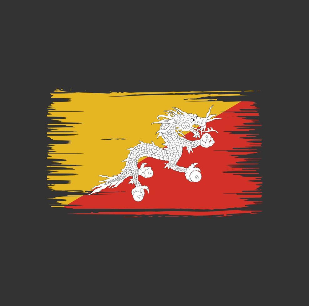 bhutan flagga borste design. National flagga vektor
