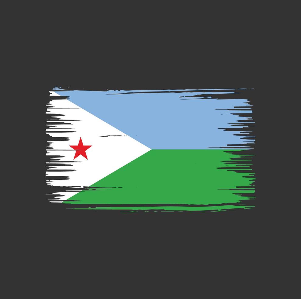 dschibuti-flaggenbürstendesign. Nationalflagge vektor