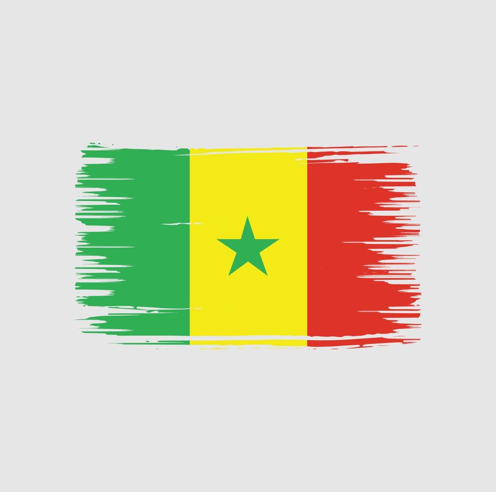 Senegal-Flaggen-Pinsel-Design. Nationalflagge vektor