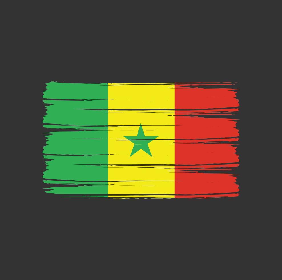 senegalska flaggan penseldrag. National flagga vektor