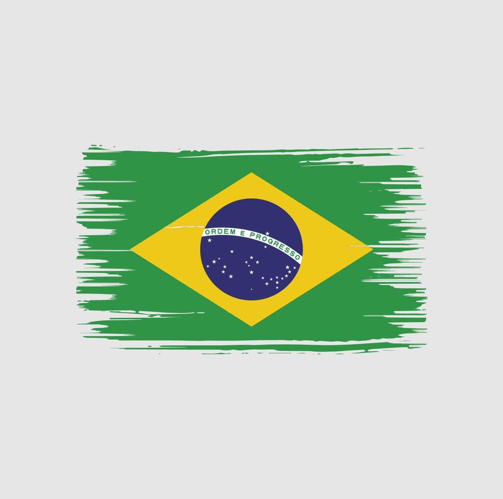 Brasilien flagga borste design. National flagga vektor