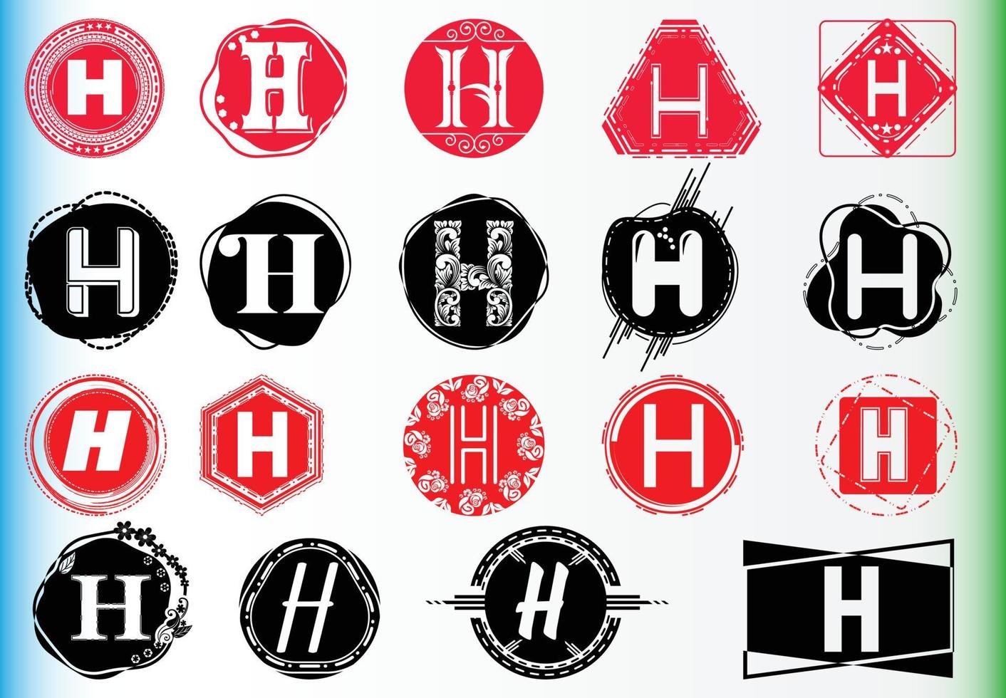 kreatives H-Brief-Logo und Icon-Design-Vorlagenbündel vektor