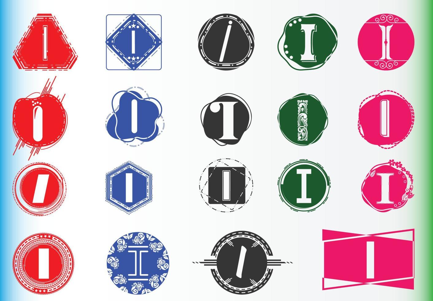 kreatives i-Brief-Logo und Icon-Design-Vorlagenbündel vektor