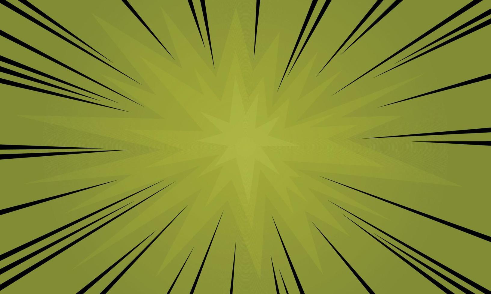 manga. Comic-Effekt der Geschwindigkeitslinien auf grünem Hintergrund. vektor