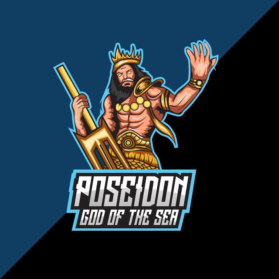 poseidon maskottchen logo esport gaming. neptun-maskottchen-logo-illustration. vektor