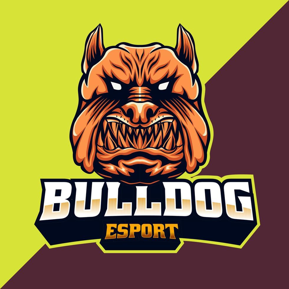 bulldogmaskot och esport-logotypdesign. lätt att redigera och anpassa vektor