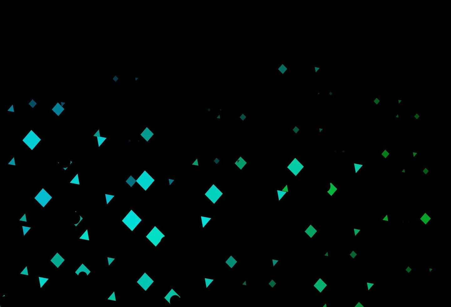 mörkblå, grön vektormall med kristaller, cirklar, rutor. vektor
