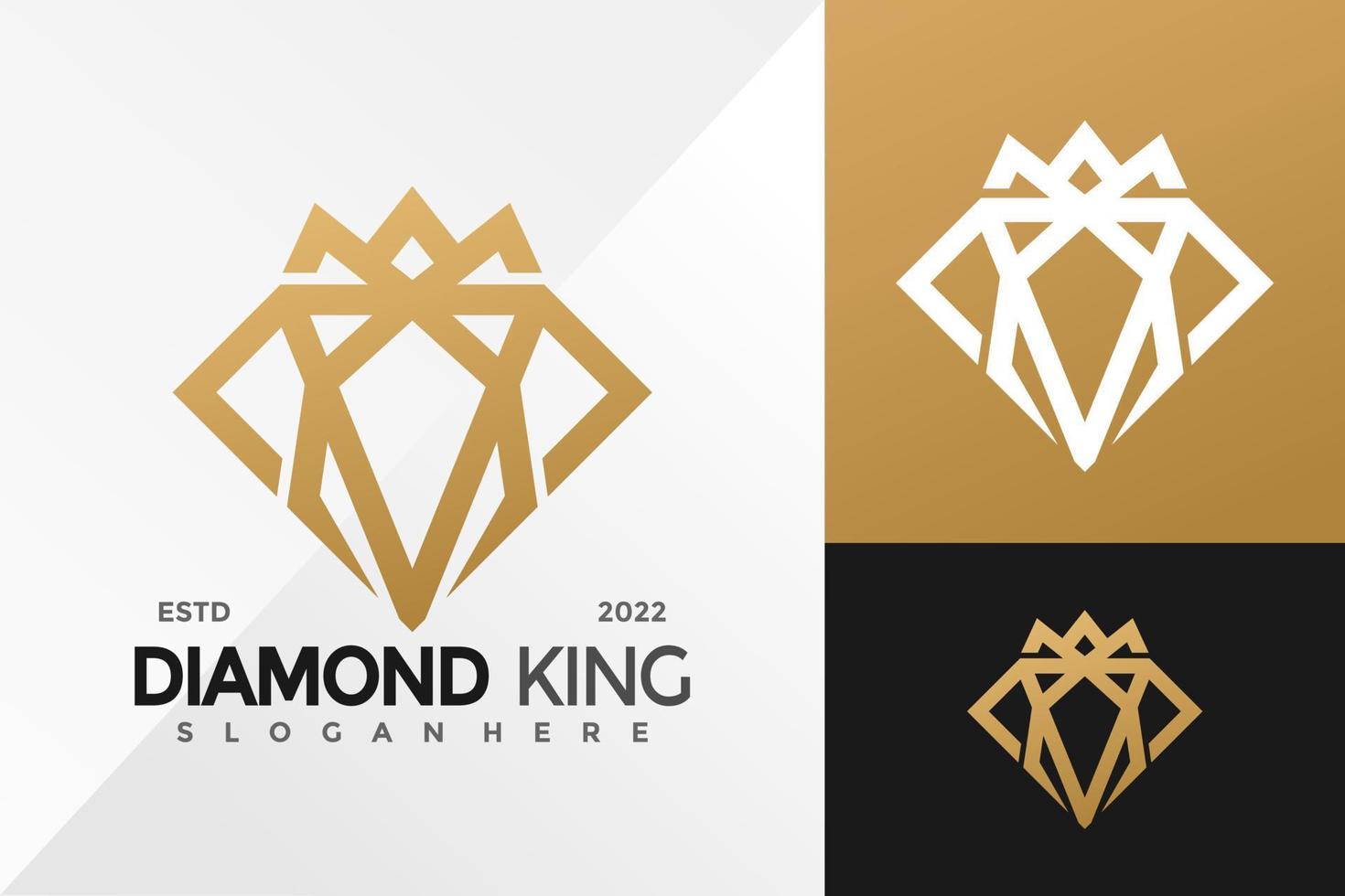 bokstaven m diamond king logotyp design vektor illustration mall