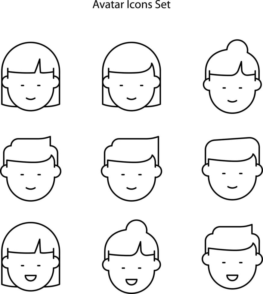 avatar ikoner som isolerad på vit bakgrund. avatarikon tunn linje kontur linjär avatarsymbol för logotyp, webb, app, ui. avatar ikon enkelt tecken. vektor