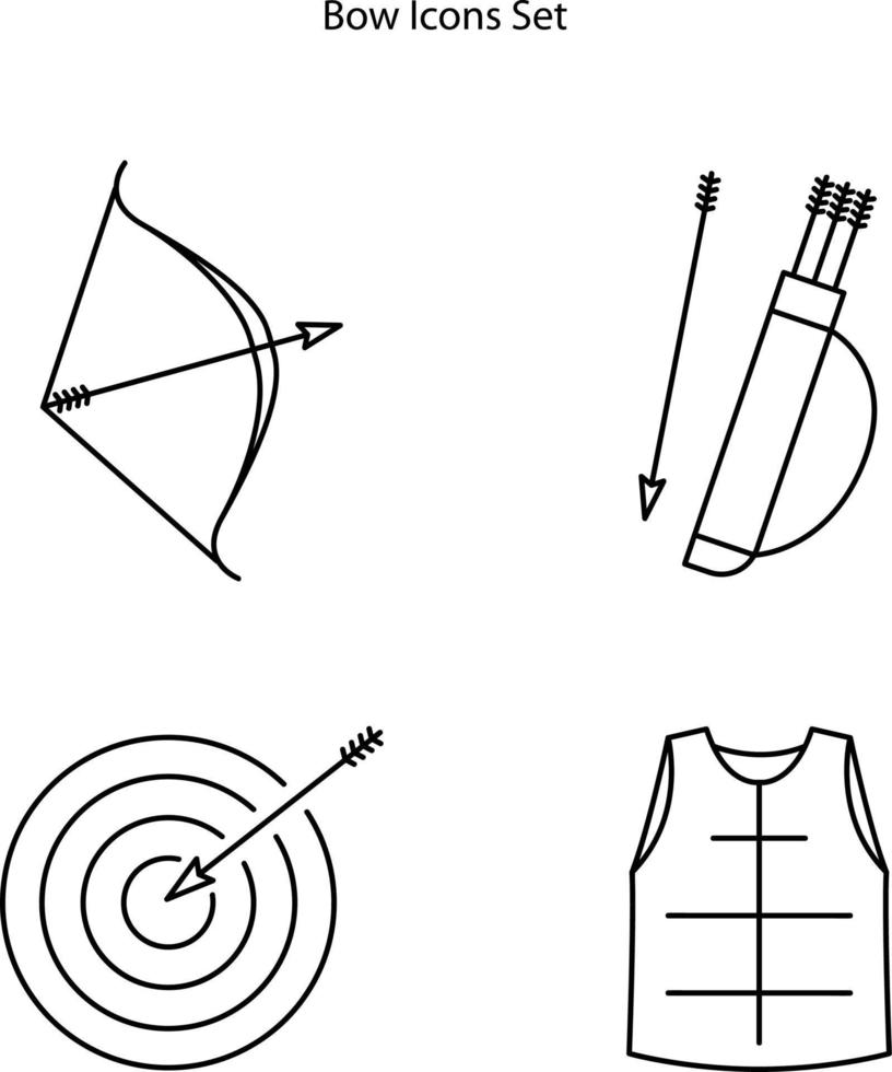 Bogen- und Pfeilikonen stellten lokalisiert auf weißem Hintergrund ein. Pfeil- und Bogensymbol trendiges und modernes Pfeil- und Bogensymbol für Logo, Web, App, ui. Pfeil und Bogen Symbol einfaches Zeichen. vektor
