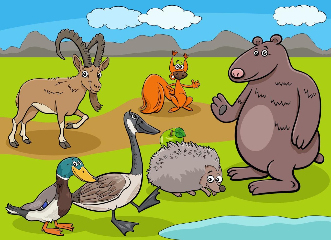 tecknade vilda djur serietidningar grupp vektor