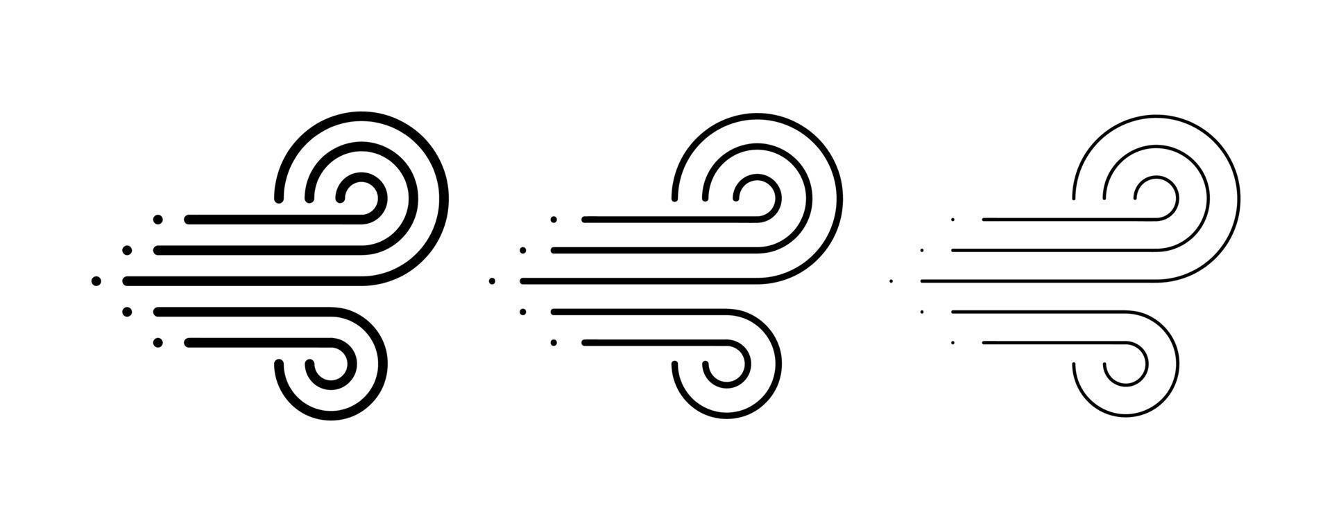Windset-Symbol unterschiedlicher Dicke. Wind-Icon-Vektor. windbewölkte logoillustration. modernes einfaches Linienkunstdesign auf weißem Hintergrund. vektor