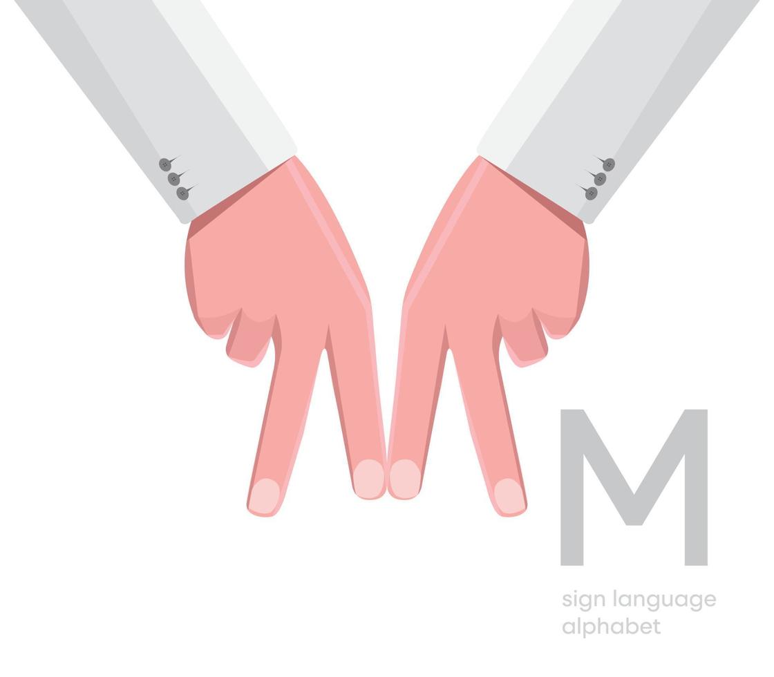 bokstaven 'm. turkiska handikappade hand alfabetet bokstaven m. handikappad hand. hand tunga. lära sig alfabetet, icke-verbal dövstum kommunikation, uttrycksgester vektor. vektor