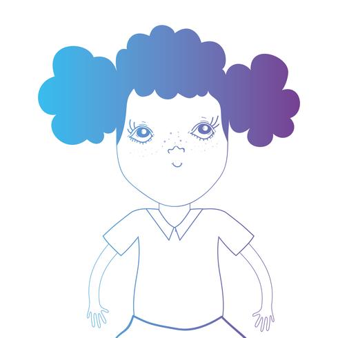 linje avatar flicka med frisyr och blus vektor