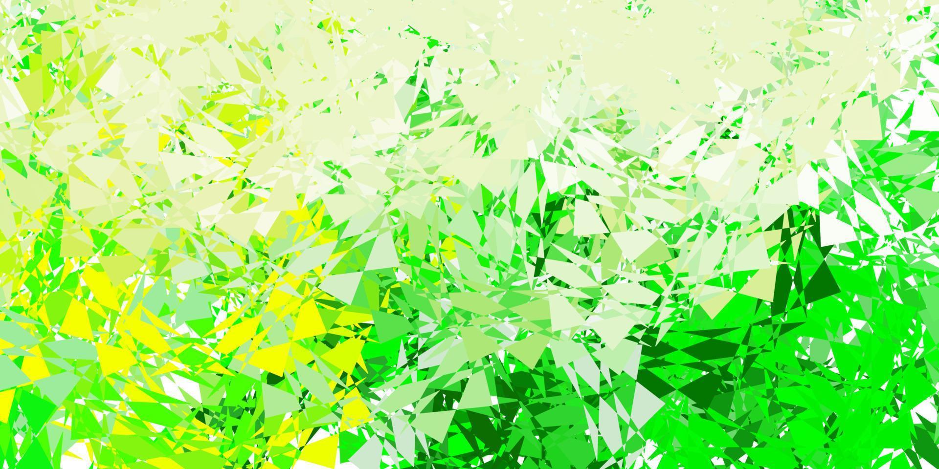 hellgrüner, gelber Vektorhintergrund mit Dreiecken, Linien. vektor
