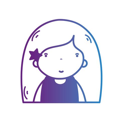 linje avatar flicka med frisyr och blus vektor