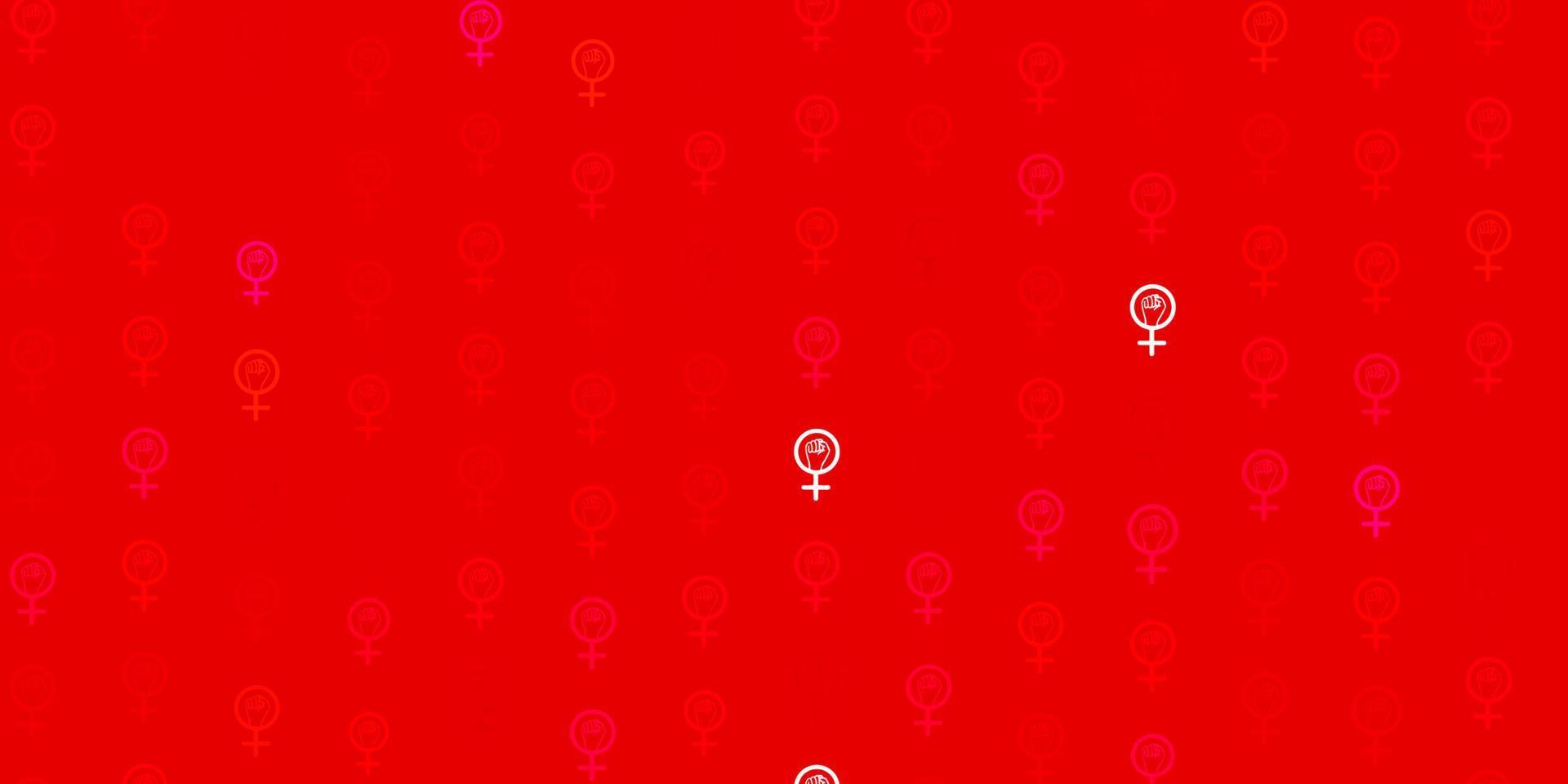 hellorange Vektor Hintergrund mit Frauen Power Symbole.