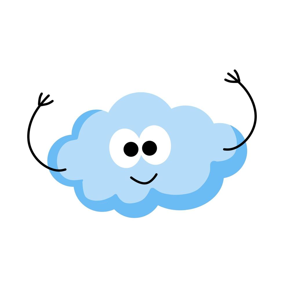 leende moln. kawaii karaktär. blå objekt av himlen. symbol för molnigt väder vektor