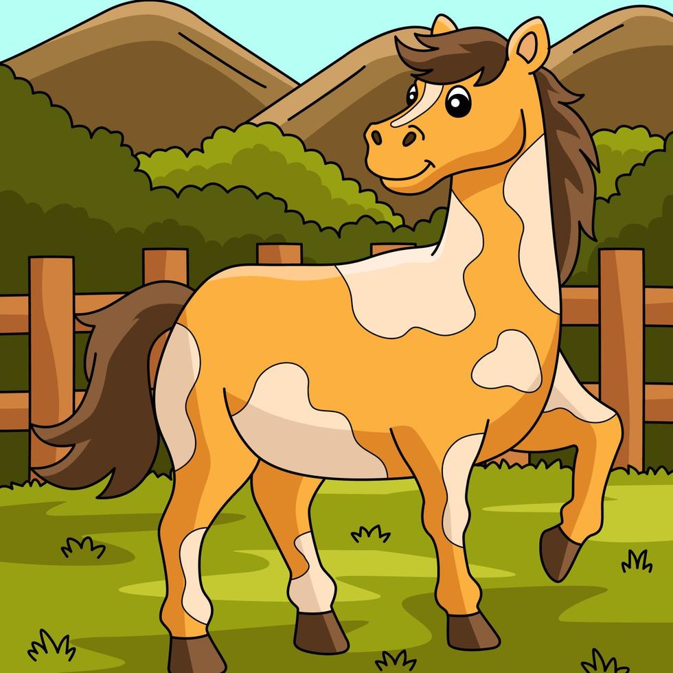 häst tecknad färgade djur illustration vektor