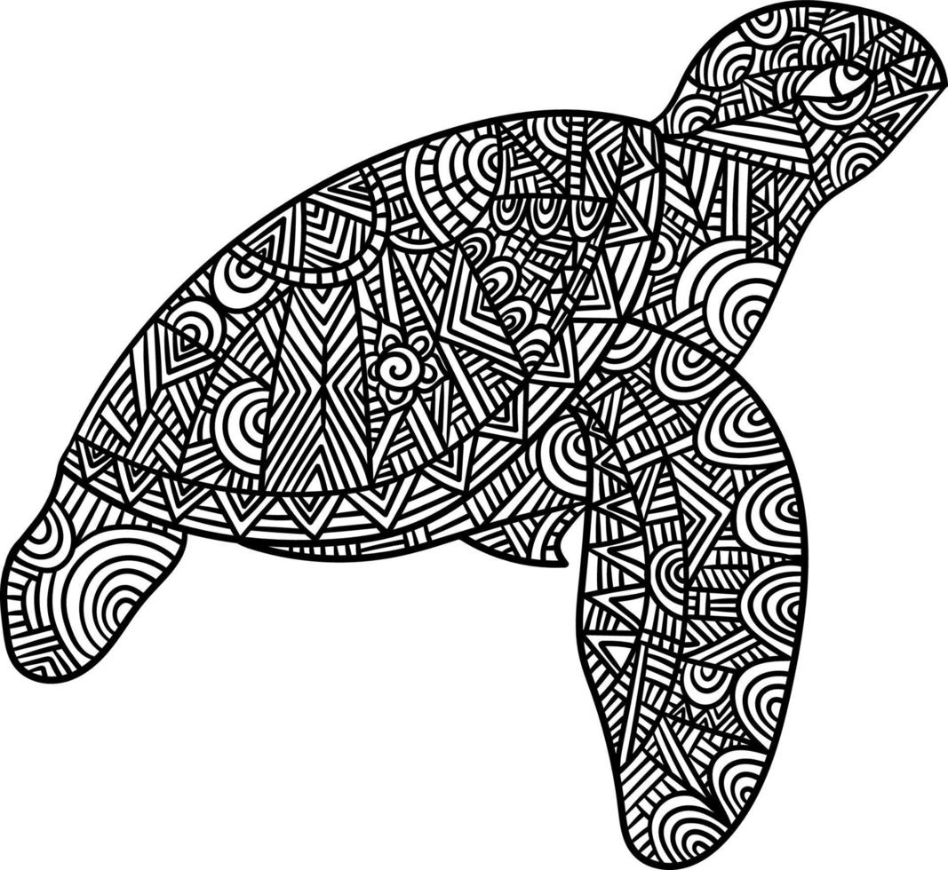 turtle mandala målarbok för vuxna vektor