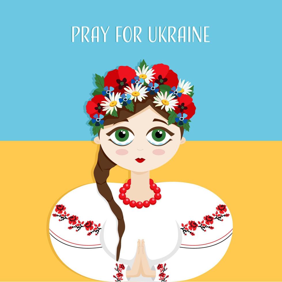 ukrainisches Mädchen in traditioneller nationaler Kleidung mit Blumenkranz vektor