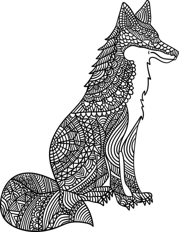 fox mandala målarbok för vuxna vektor