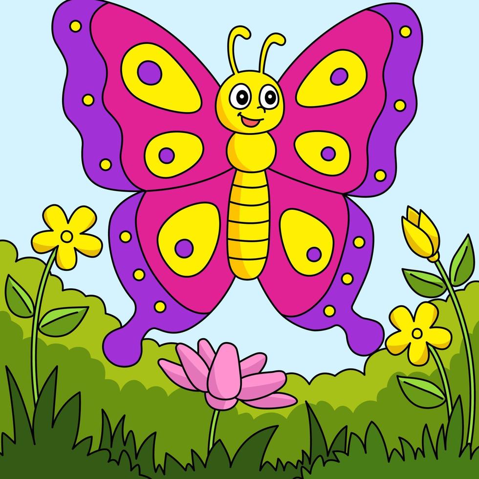 fjäril tecknad färgade djur illustration vektor