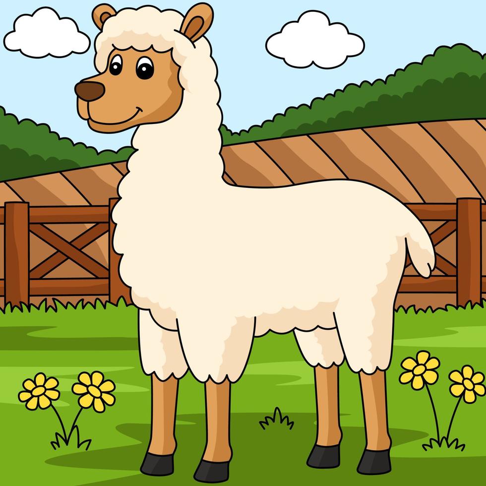 lama cartoon farbige tierillustration vektor