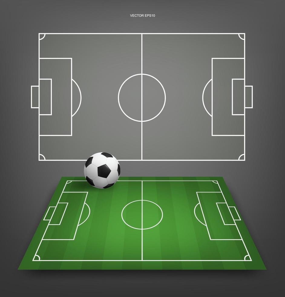 Fußballfeld oder Fußballfeldhintergrund. grüner Rasenplatz für Fußballspiel erstellen. Vektor. vektor