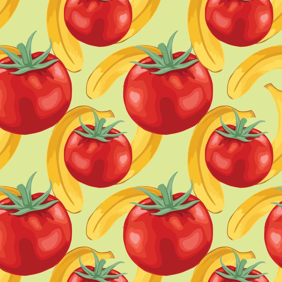 röd tomat och frukt mönster design vektor