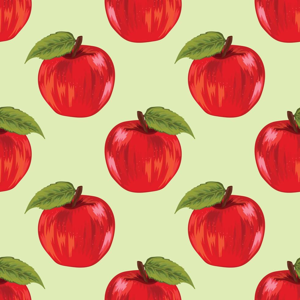 söt hand rita äpple frukt seamless mönster vektor