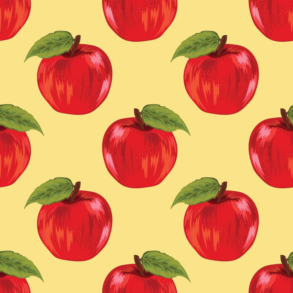 söt hand rita äpple frukt sömlös konst mönster design vektor